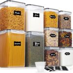 Vtopmart 10 PCS Flour and Sugar Storage Container, Large Airtight Food Canisters with Lids for Kitchen, Pantry Organization, BPA Free, Black