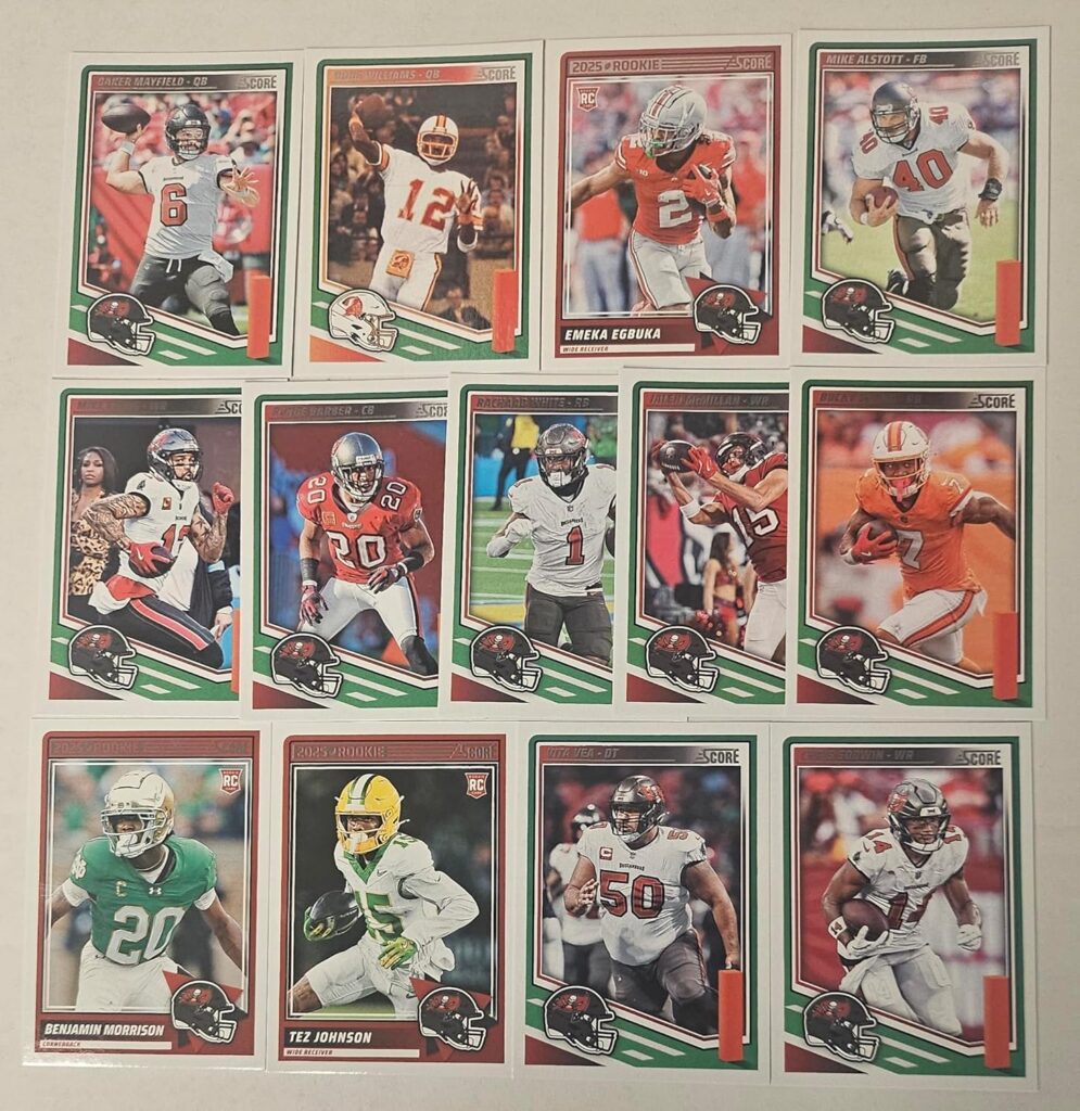 2025 Score Football Panini Tampa Bay Team Set Buccaneers 13 Cards W/Drafted Rookies