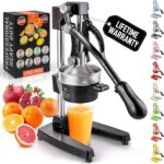 Zulay Kitchen Cast-Iron Orange Juice Squeezer – Easy-to-Clean, Heavy-Duty, Professional Citrus Juicer – Stainless Steel Lemon Squeezer – Manual Citrus Press & Orange Squeezer – Orange Juicer (Black)