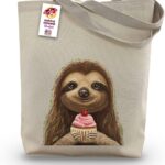 Sloth Tote Bag Hippie Hound Studios- Sloth Lover Gift – Sloth Gifts for Women – Handmade Totes – Sloth Canvas Totes – Cute Sloth Reusable Shopping Bag – Gift for Mom- Grocery Bag – Beach Bag
