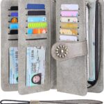 Lavemi Womens Large Capacity Genuine Leather RFID Blocking Wallets Wristlet Clutch Card Holder