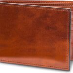 Bosca Men’s Old Leather Bifold Wallet with ID Window and Card Slots – Italian Leather, Durable and Stylish – Amber Brown